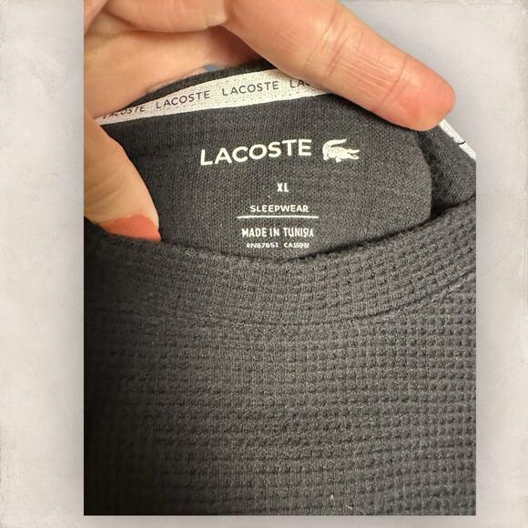LACOSTE LONG SLEEVE BLACK SLEEPWEAR TOP SIZE XL Thermal - Picture 2 of 4